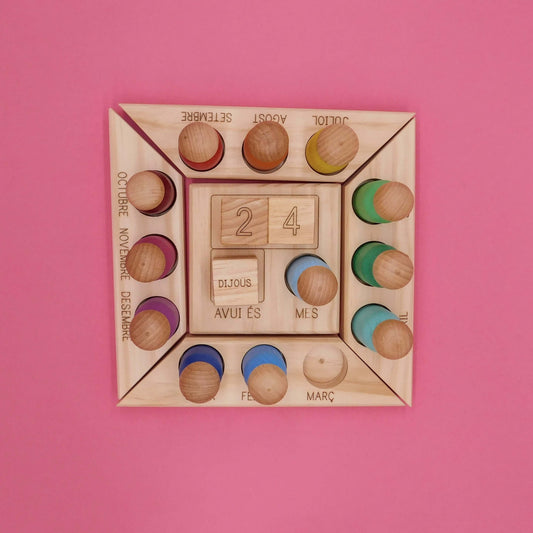 calendario para niños de madera montessori