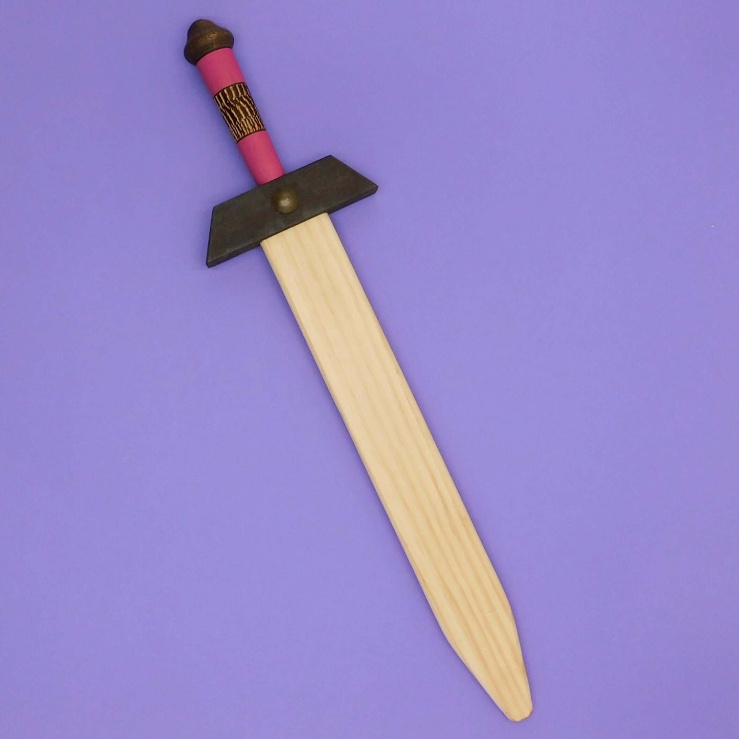 Espada de juguete de madera artesanal rosa