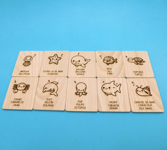 Memory juego de memoria de madera artesanal animales delfin