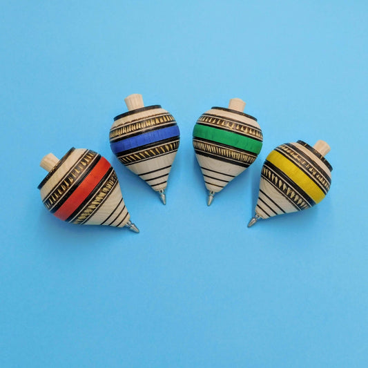 peonza de madera artesanal grande grupo