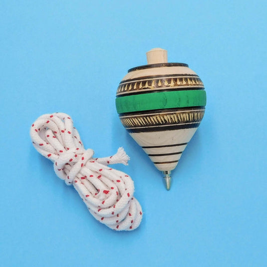 peonza de madera artesanal grande verde