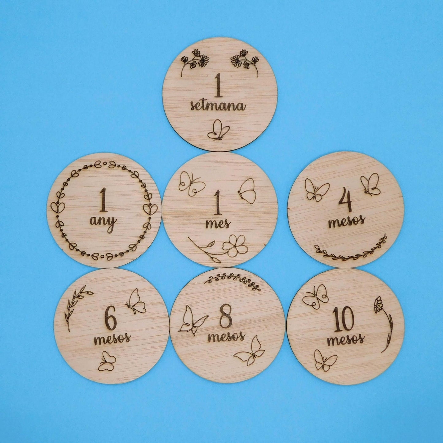 cumplemeses de madera personalizado mariposas y hadas