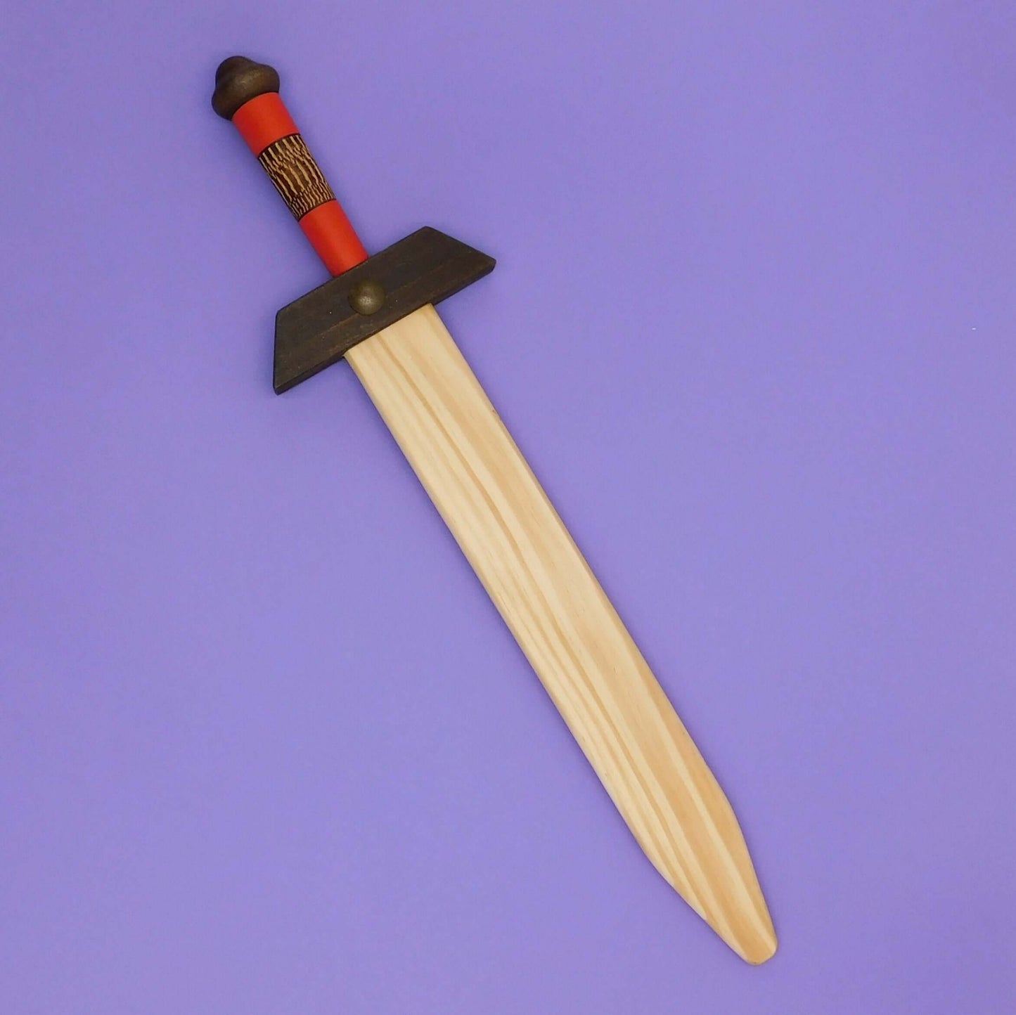 Espada de juguete de madera artesanal roja