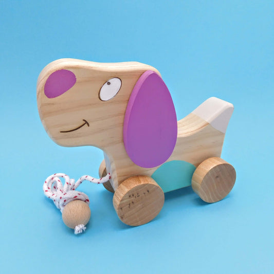 perro de madera de juguete artesanal