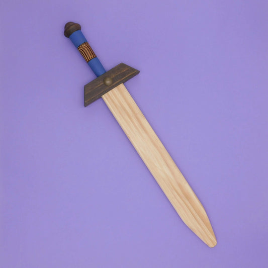 Espada de juguete de madera artesanal azul