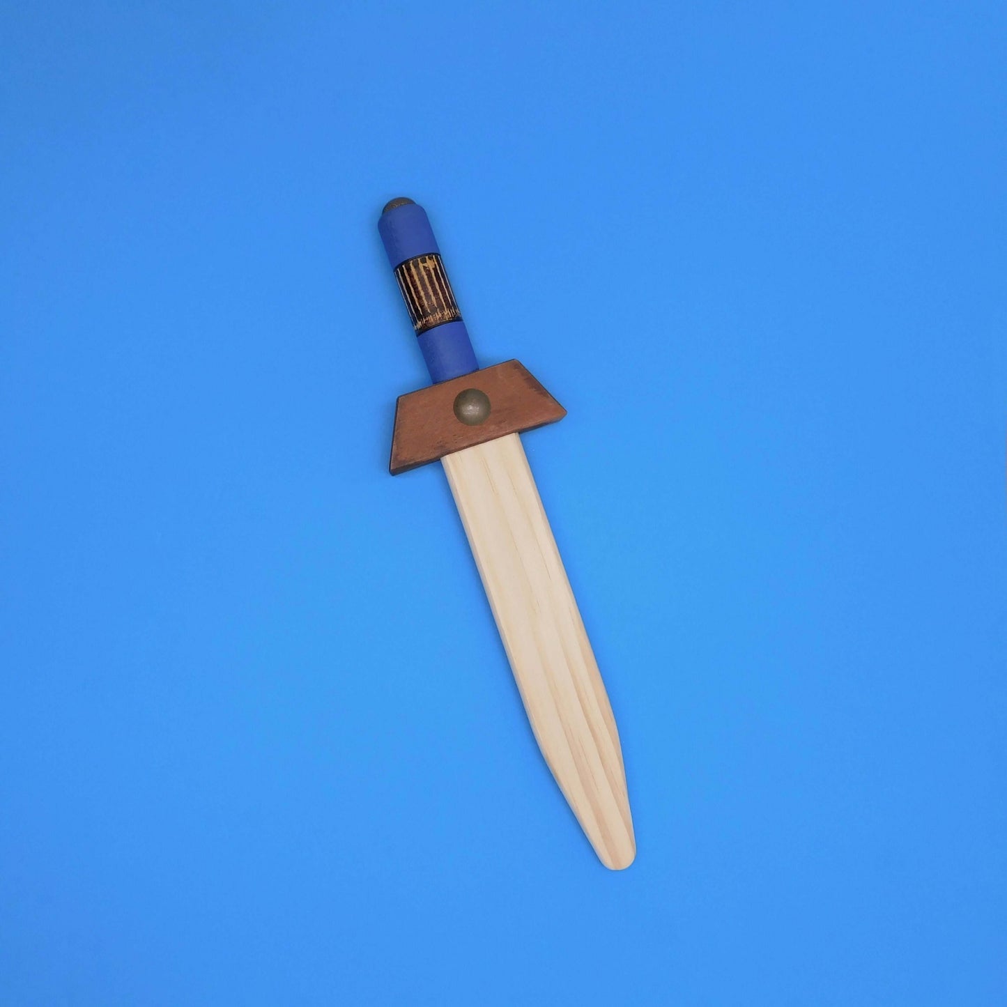 Puñal de madera de juguete artesanal azul